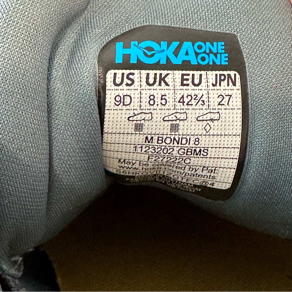 Hoka One One Mens Bondi 8 in Goblin Blue and Yellow Size 9 #P13 - Picture 13 of 13